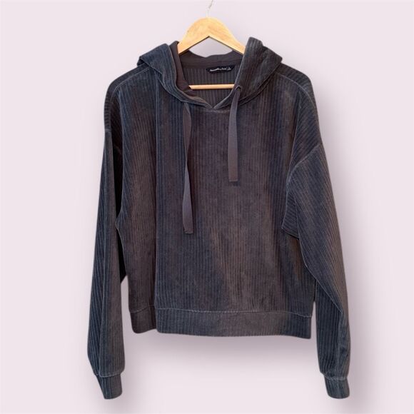 ABERCROMBIE & FITCH Ribbed Velour Hoodie - Picture 1 of 9